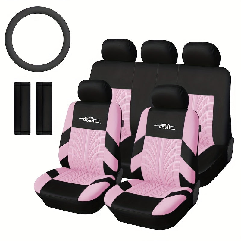 Fashion Tire Track Detail Style Universal Car Seat Covers Fits Most Brand Vehicle