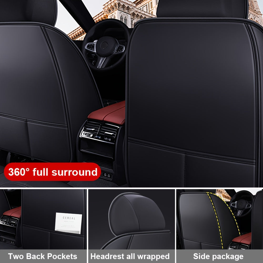 5PCS Premium Universal Fit Car Seat Covers Set - Breathable PU Leather, Sponge Filled, All-Season, Easy to Install, Durable, and Water-Resistant for Most Cars
