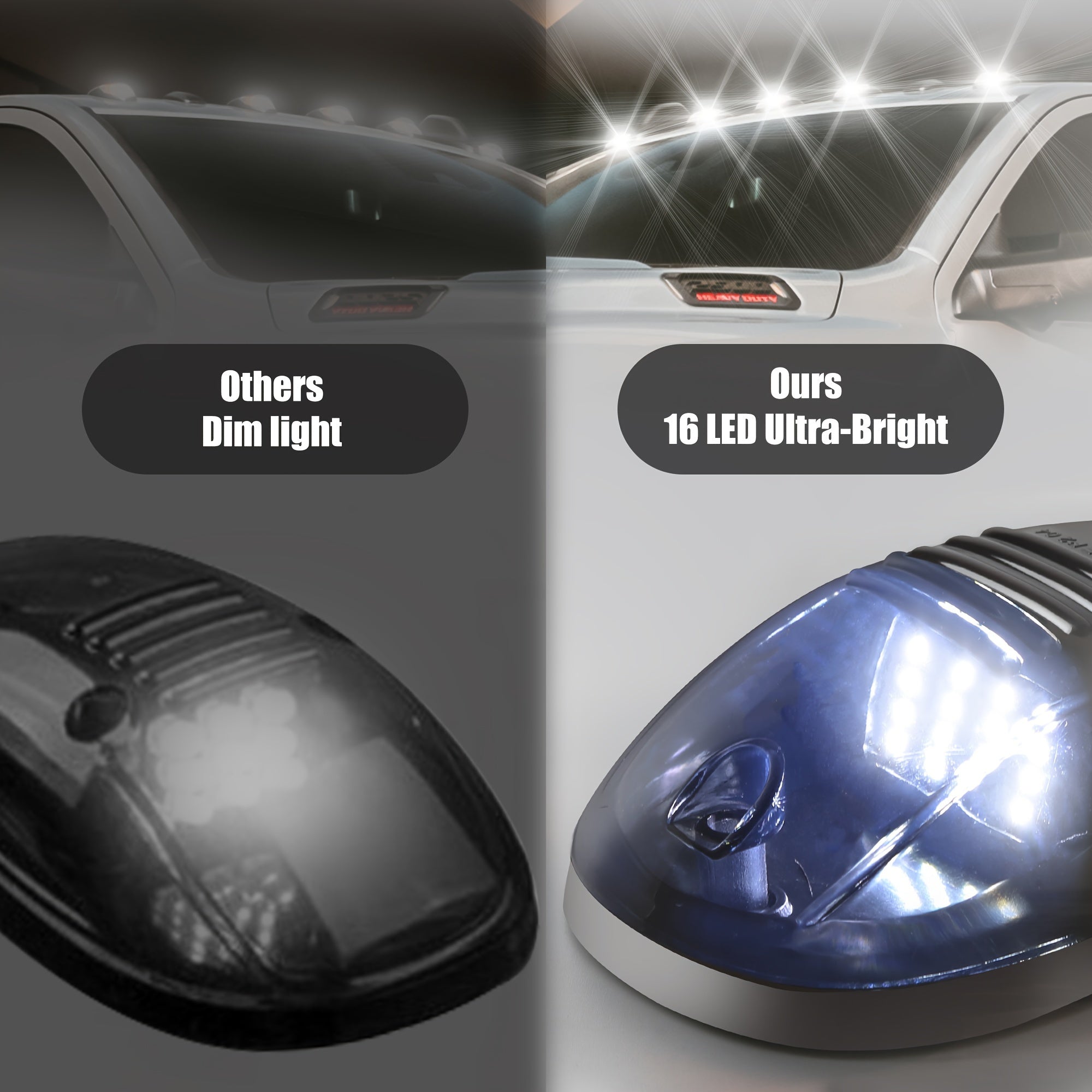 5pcs/Set 12V LED Smoke Cab Roof Running Top Marker Light Bulb Assembly, Replacement for 1500 2500 3500 4500 5500 2003-2018 Pickup, Without Battery, for Car