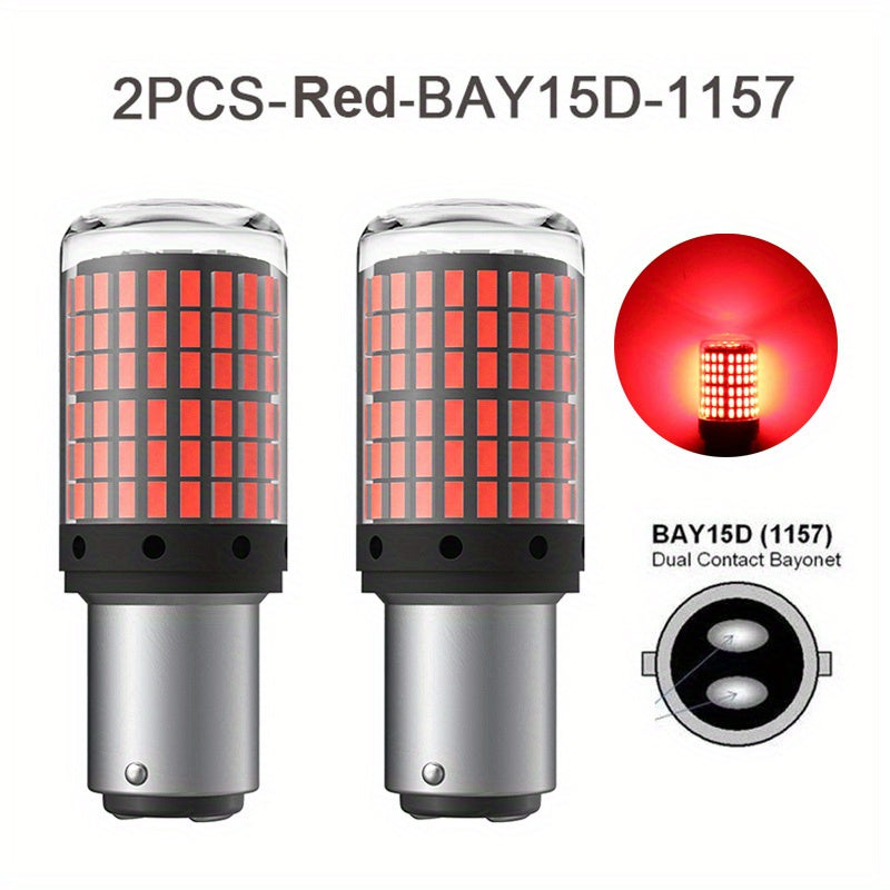 2PCS 1156 P21W BA15S PY21W BAU15S LED 1157 BAY15D Led Car Turn Signal Light Auto Brake Tail Reserve Lamps 3014 Chips 144SMD Canbus LED Bulbs White Red