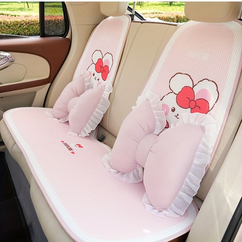 1 Set Creative Butterfly Lace Edge Car Headrest and Lumbar Support Cushion - Breathable Polyester Fiber Neck Pillow and Seat Back Pillow for All Seasons, Comfortable Vehicle Accessories
