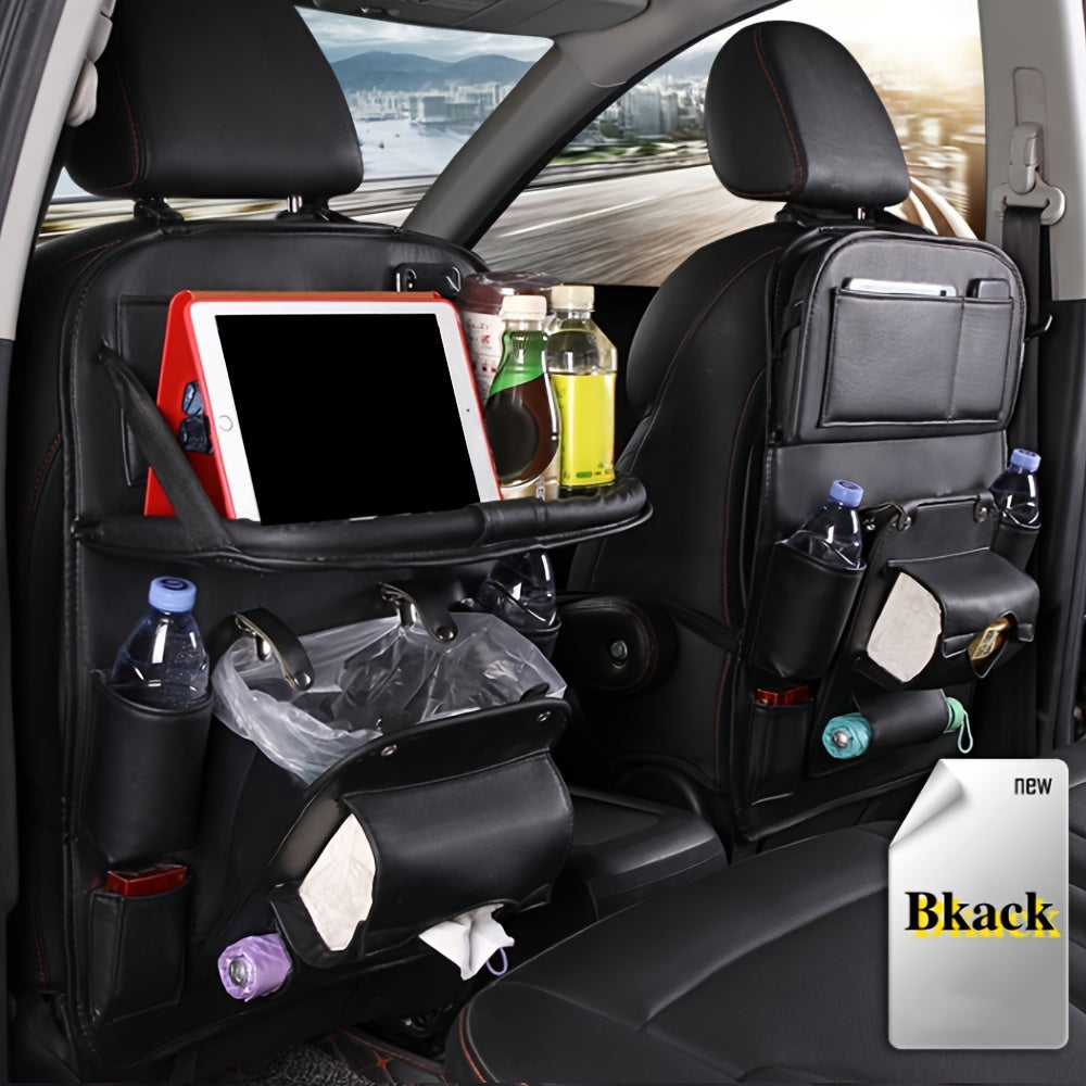 1pc Car Rear Seat Storage Box, Car Rear Seat Storage Bag, Kick Mat Car Rear Seat Protector Tissue Box Cup Holder, Laptop Table, Car Dinner Plate, Car Seat Cover Protector