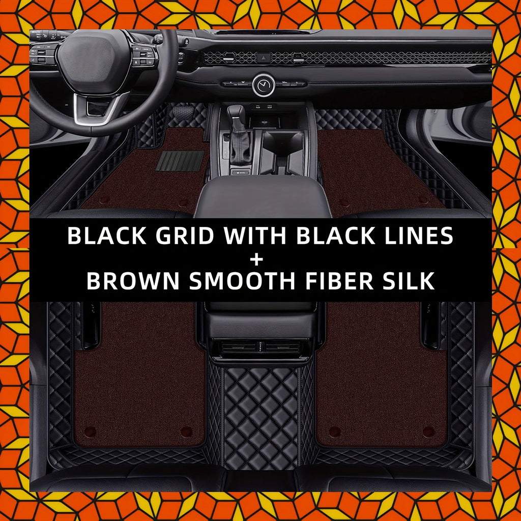 for Kia EV6 2023 PUPU LeatherPU Leathr Dual-Layer Left Hand Drive Car Floor Mats, Embroidered Lower Layer with Removable Wash Soft Upper Coverage Full Set of Three Mat Sets Fits Tightly to Vehicle Model Detachably Layered for