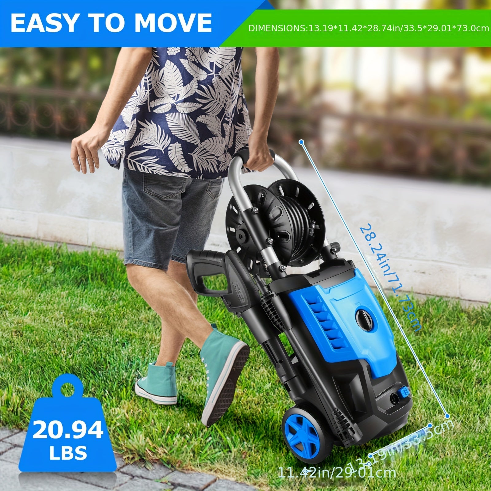 Power Washer, H4800 Pressure Washer 1800W Electric High Pressure Washer Professional Car Washer Cleaner Machine With With All-in-one Adjustable Nozzle & Hose For Patio Garden Yard Vehicle
