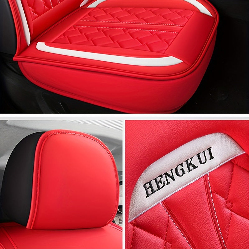 Five Seats Full Coverage Car Seat Covers Set - Premium Three-Dimensional PU Leather, Universal Fit for SUV Off-Road Vehicles, Adjustable and Durable, Winter High-End Design for Ultimate Comfort and Protection