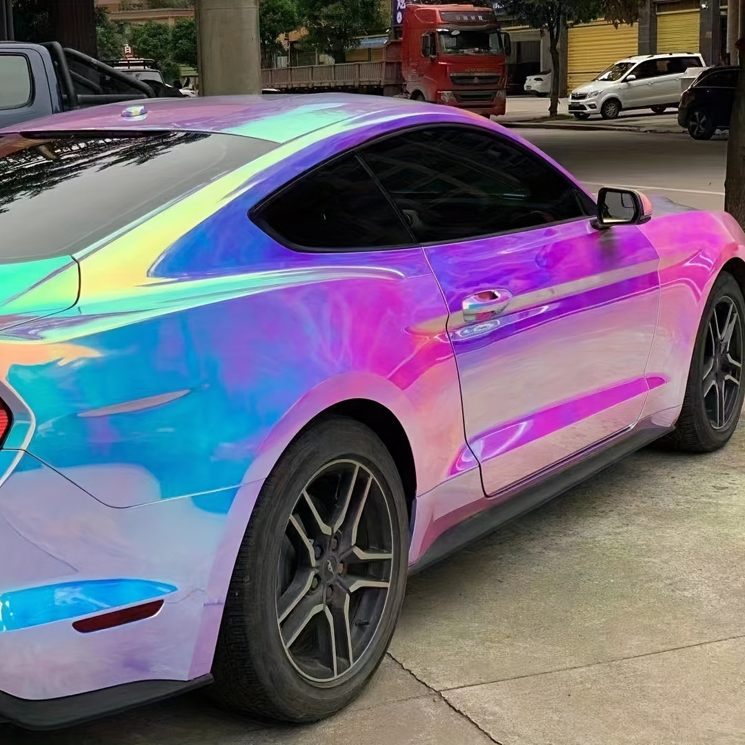 [Rainbow Gradient] PVC Rainbow Gradient Electroplated Vinyl Wrap | High-Quality | Universal Fit | Durable & Eye-Catching Design | Vehicle Customization