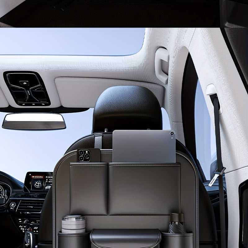 1 Piece PU Leather Universal Car Seat Back Storage Bag - Large Capacity Multifunctional Pocket with Rear Storage for Organizing Essentials