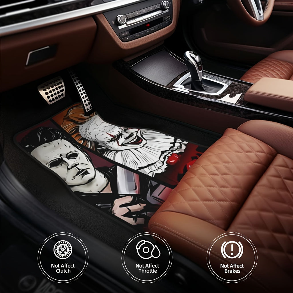 4pcs Anime Halloween Car Floor Mats Set - Fit, Non-Slip, Waterproof & Easy to Clean - Perfect for Front & Rear Seats