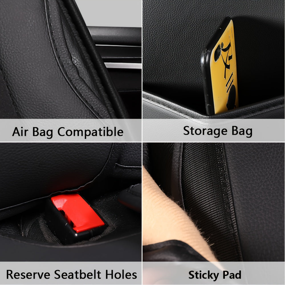 Full Set 5 Seats Car Seat Cover Faux Leather Waterproof Adjustable Rear Bench Pad Full Coverage Seat Cushion Protector Universal fit