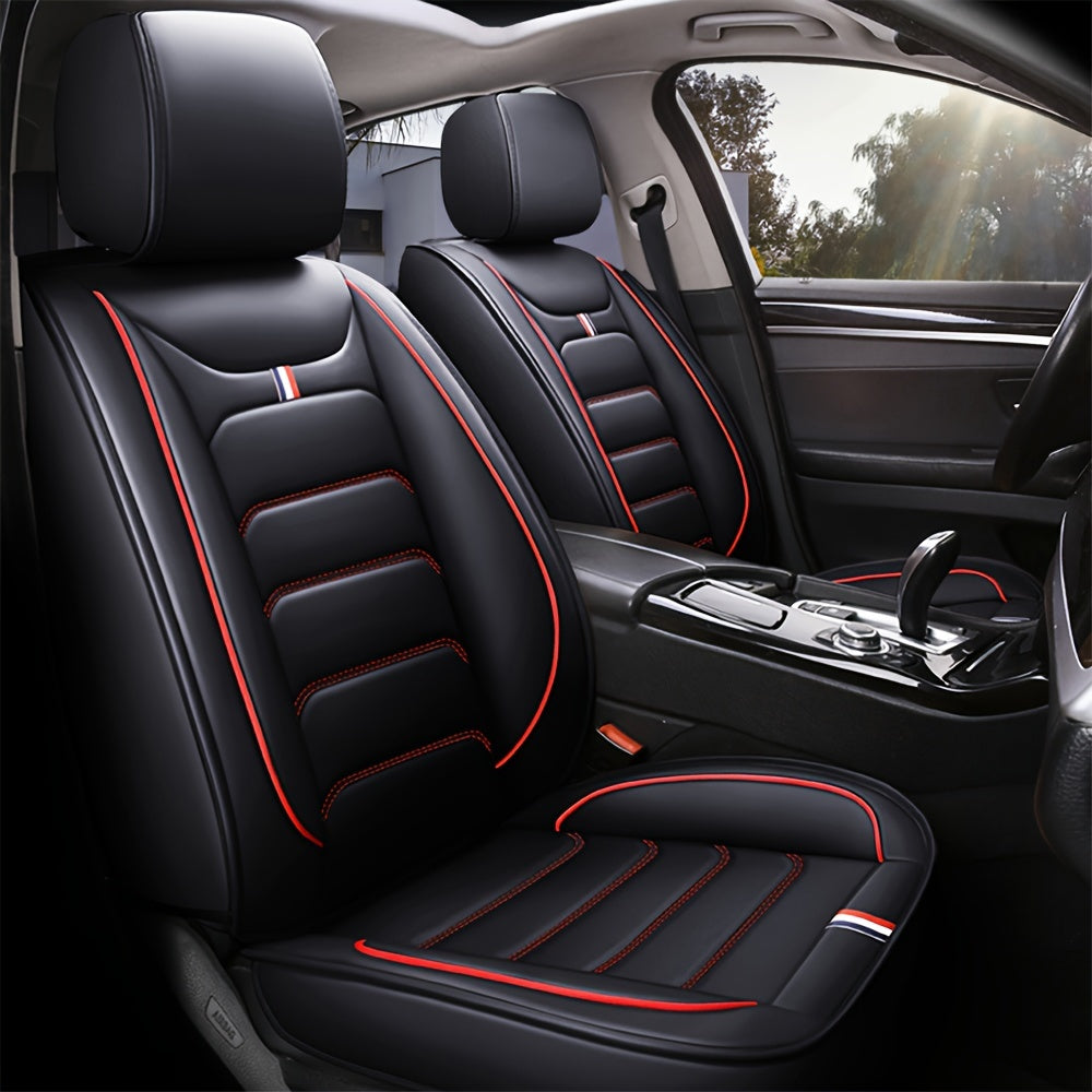 5 Car Seat Covers Faux Leather Seat Covers Full Set For Car Sedan SUV Truck Vans Front & Rear Seat Cushion Protector Wear-resistant, Breathable And Easy To Clean