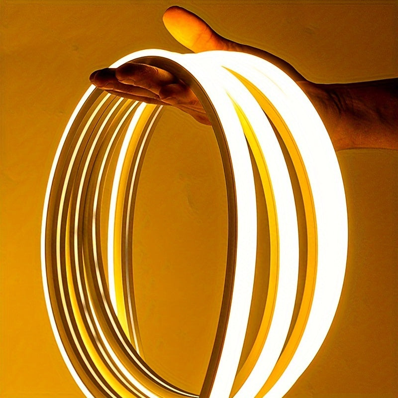 1pc 5m Flexible Silicone LED Light Strip, Car Trunk Warm/Yellow Neon Light Strip for Carriage Stall