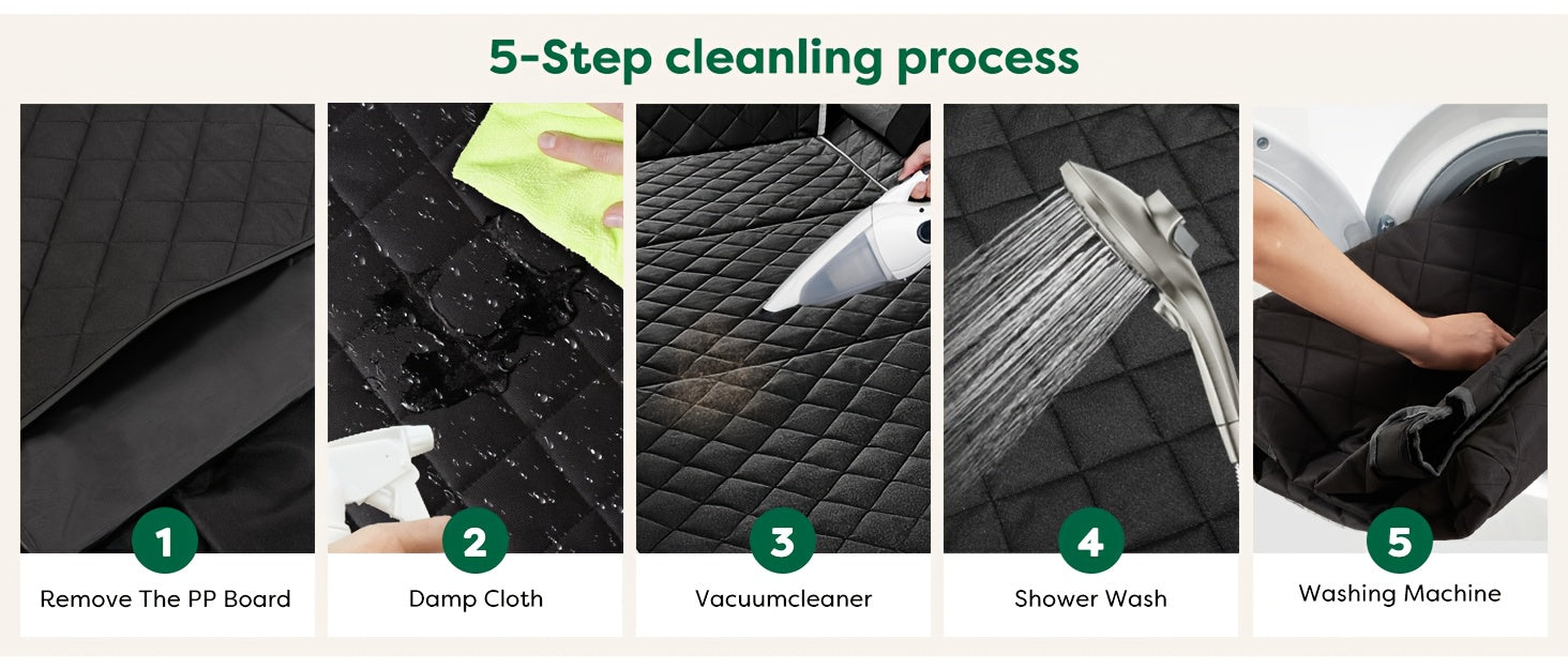 Heavy-Duty Dog Car Seat Cover & Back Seat Extender with Mesh Window, Quilted Fabric, Waterproof, 300 lbs Capacity - Ideal for SUVs and Trucks, Black, Seat Covers for Car