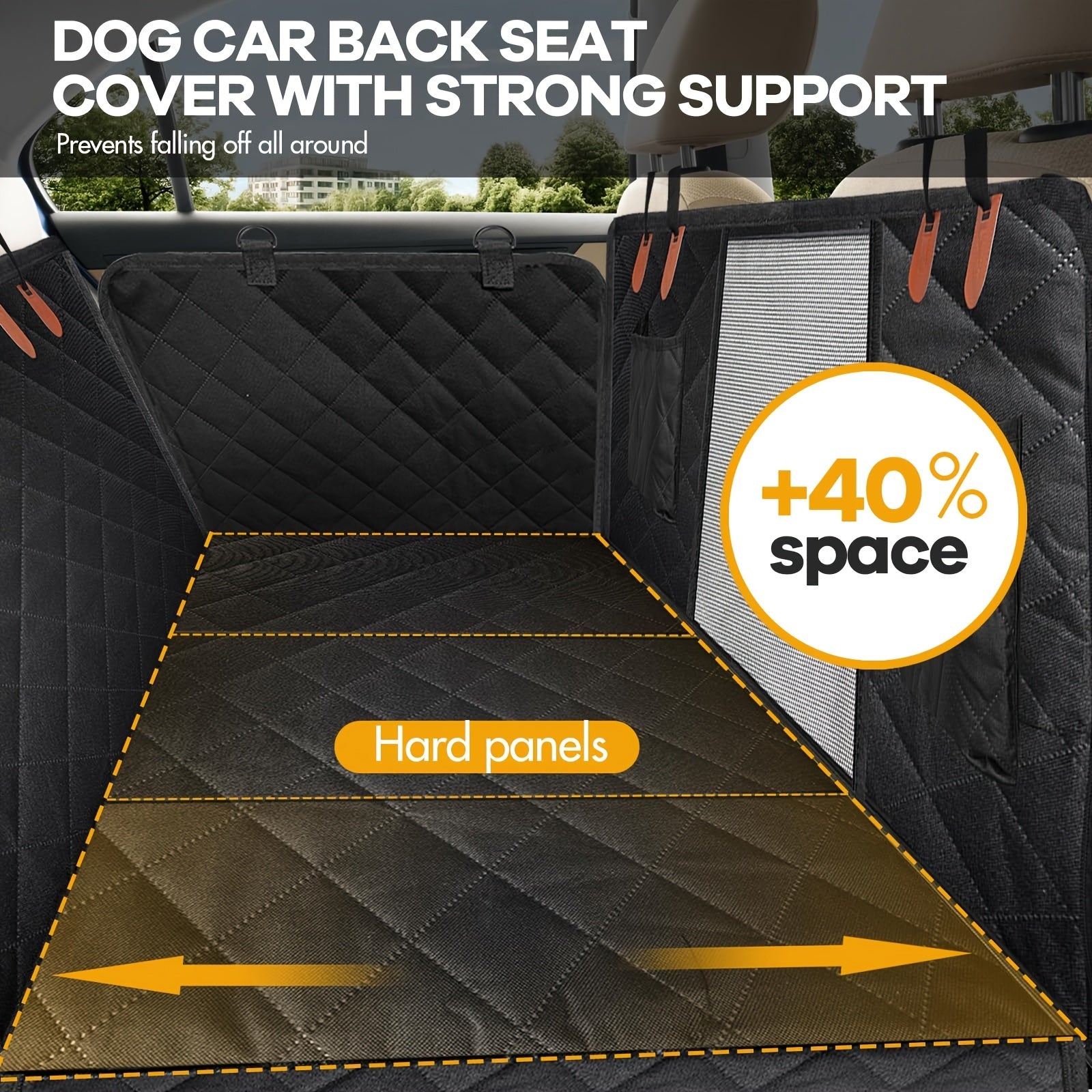 Waterproof Dog Car Seat Cover with Hard Bottom - Comfortable Hammock Design, Durable Pet Backseat Protector for Cars, Trucks, SUVs