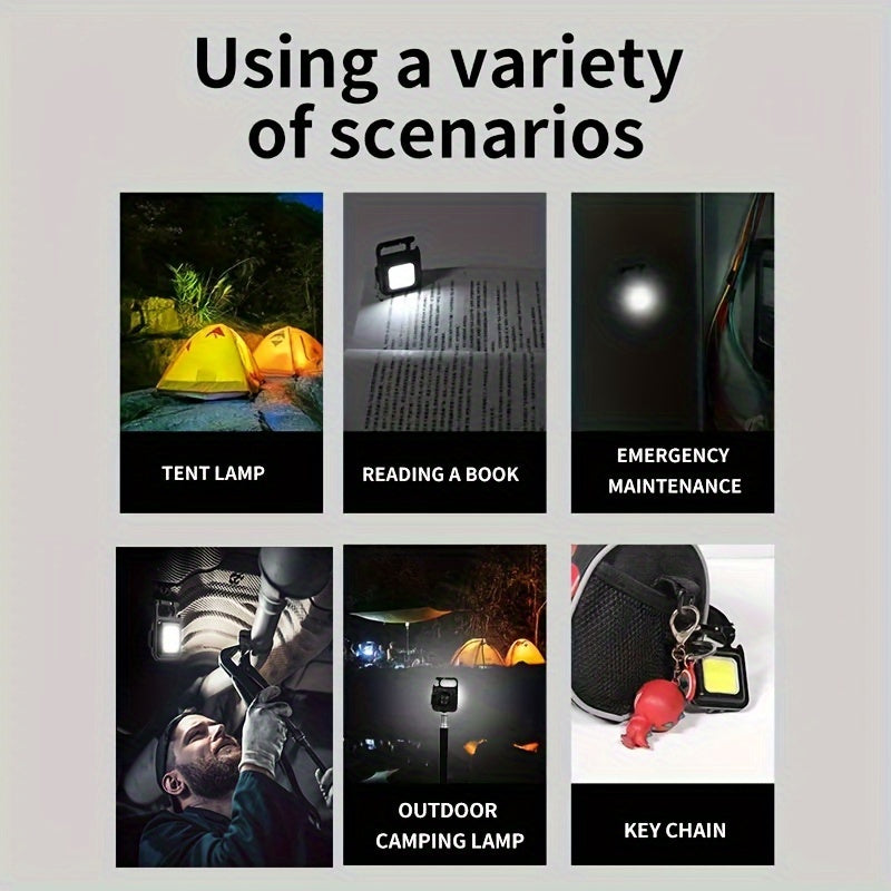 Ultra-Bright Mini LED Flashlight - Rechargeable, Compact Keychain Design - Multifunctional Work Light for Outdoor Adventures, Camping Excursions, and Car Emergencies