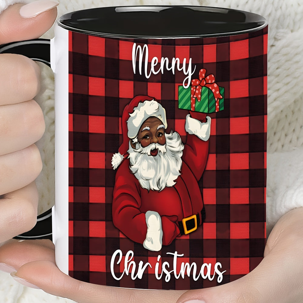 Merry Christmas Ceramic Coffee Mug 11oz - Santa with Gifts Holiday Design, Machine Washable, Reusable, Eco-Friendly Recyclable Material, Ideal for Juice, Milk, Perfect Gift for Family, Friends, Siblings