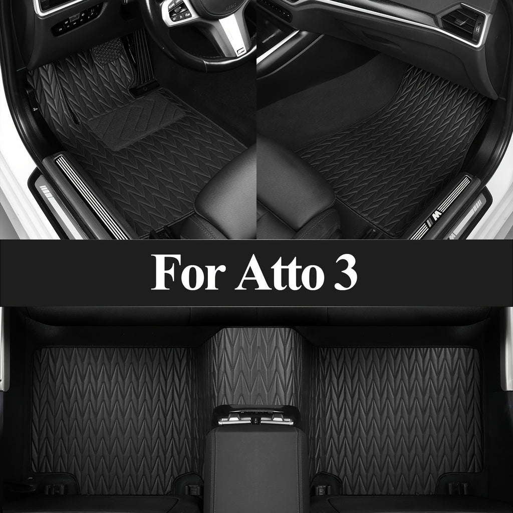 1 Set, Custom PU Leather Car Floor Mats for BYD Yuan Plus Atto 3, 2022-2024, Non-Slip, Waterproof, All-Weather, Durable, Left Drive, Special Foot Pad, Auto Interior Accessories