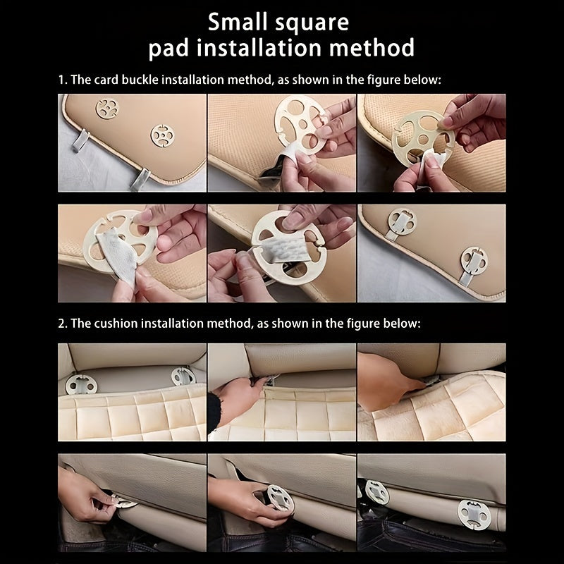 Diamond Pattern Plush Car Seat Cover Set - Universal Fit Warm Winter Automotive Seat Cushions, 3-Piece Vehicle Seat Pad Kit with Secure Buckle System for Car Interior Accessories