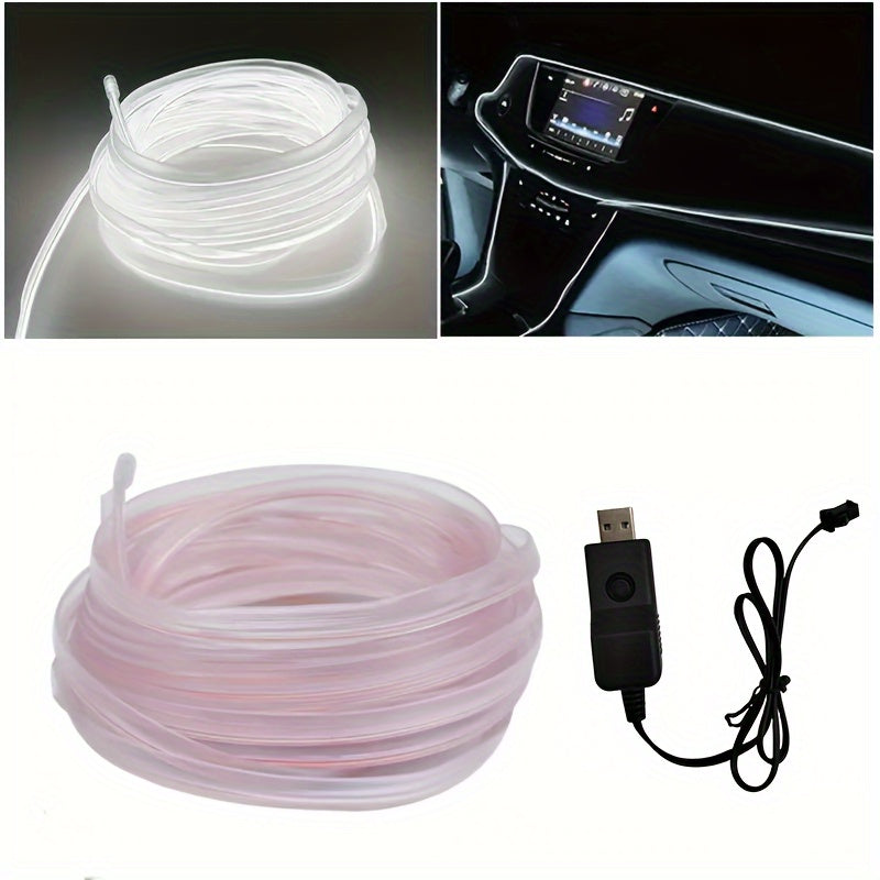 Flexible 200cm/79inch LED Strip Automobile Atmosphere Lamp - Car Interior Lighting Decoration Garland Wire Rope Tube Line Neon Light USB Drive