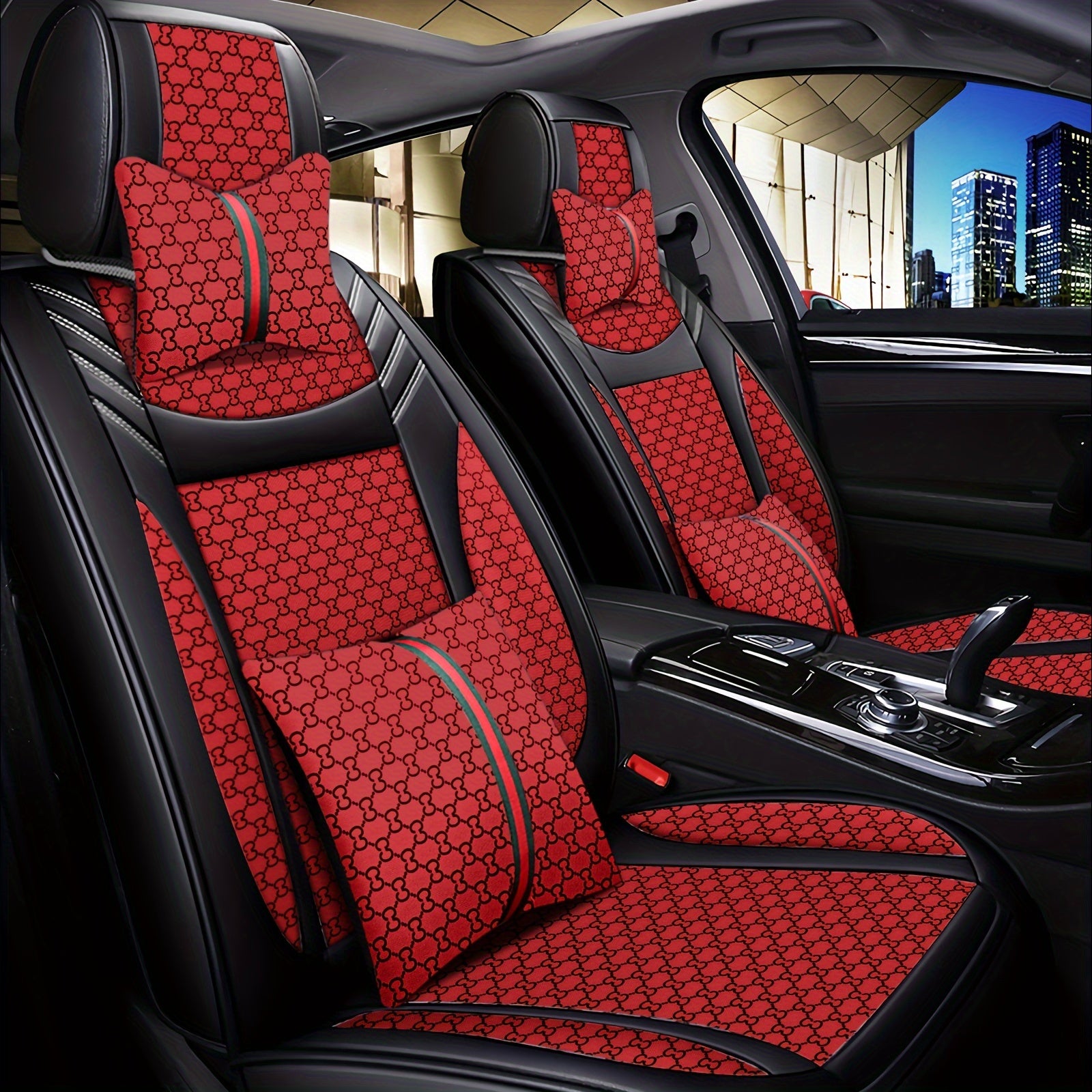 5PCS Premium Universal Fit Car Seat Covers Set - Breathable PU Leather, Sponge Filled, All-Season, Easy to Install, Durable, and Water-Resistant for Most Cars