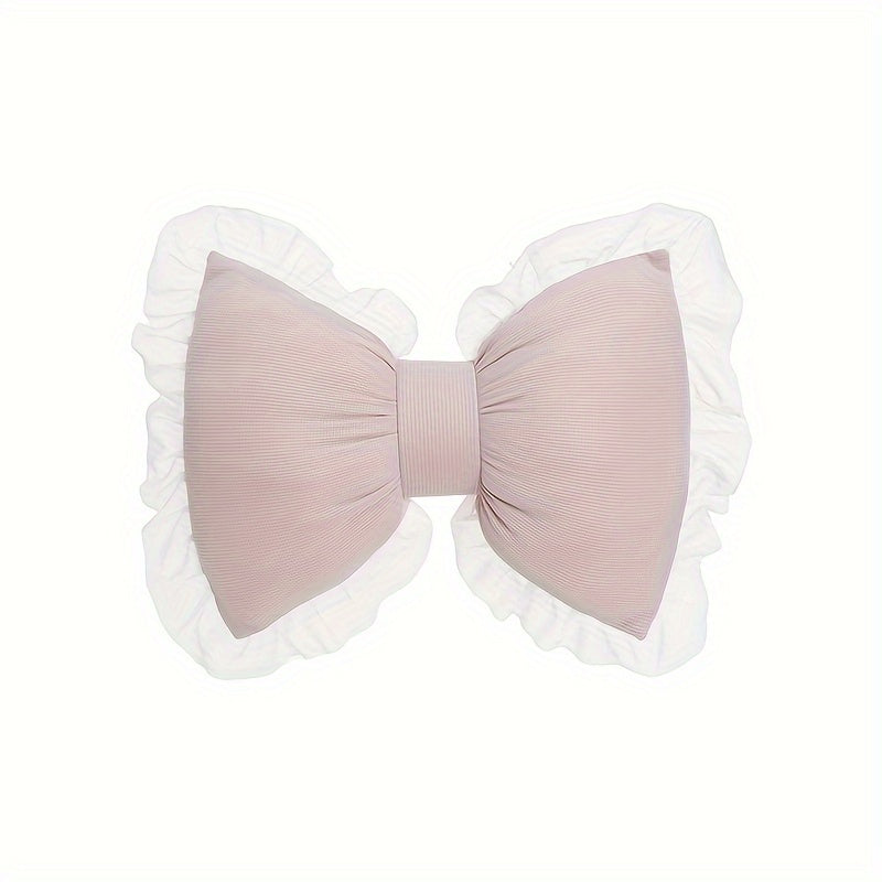 1 Set Creative Butterfly Lace Edge Car Headrest and Lumbar Support Cushion - Breathable Polyester Fiber Neck Pillow and Seat Back Pillow for All Seasons, Comfortable Vehicle Accessories