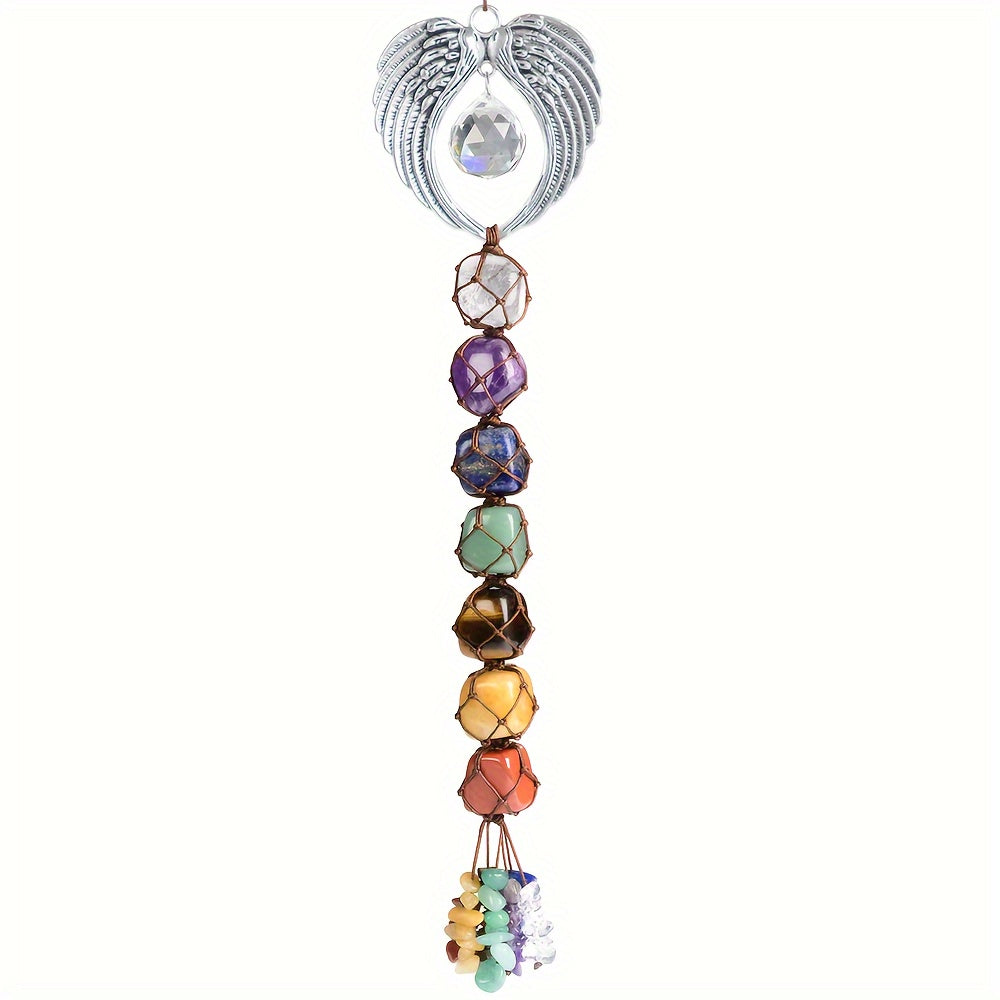 1pc Tree Of Life Chakra Stones Hanging Ornaments Car Rear View Mirrors Decor Healing Crystal Accessories For Home Decor